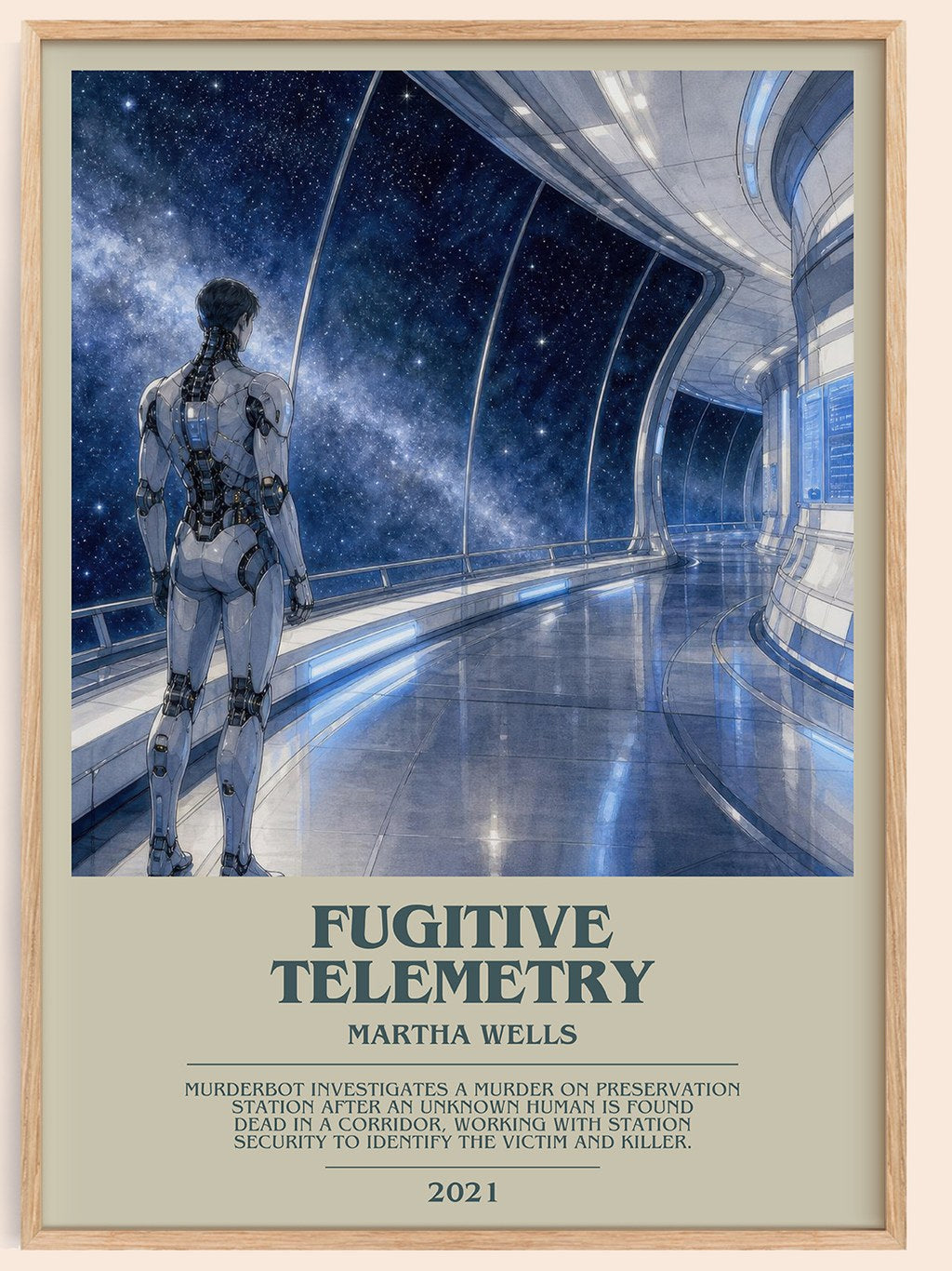 Fugitive Telemetry bookish book poster by Martha Wells – framed literary art print