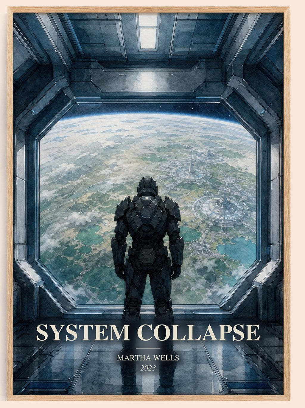 System Collapse watercolour book poster by Martha Wells – framed literary art print