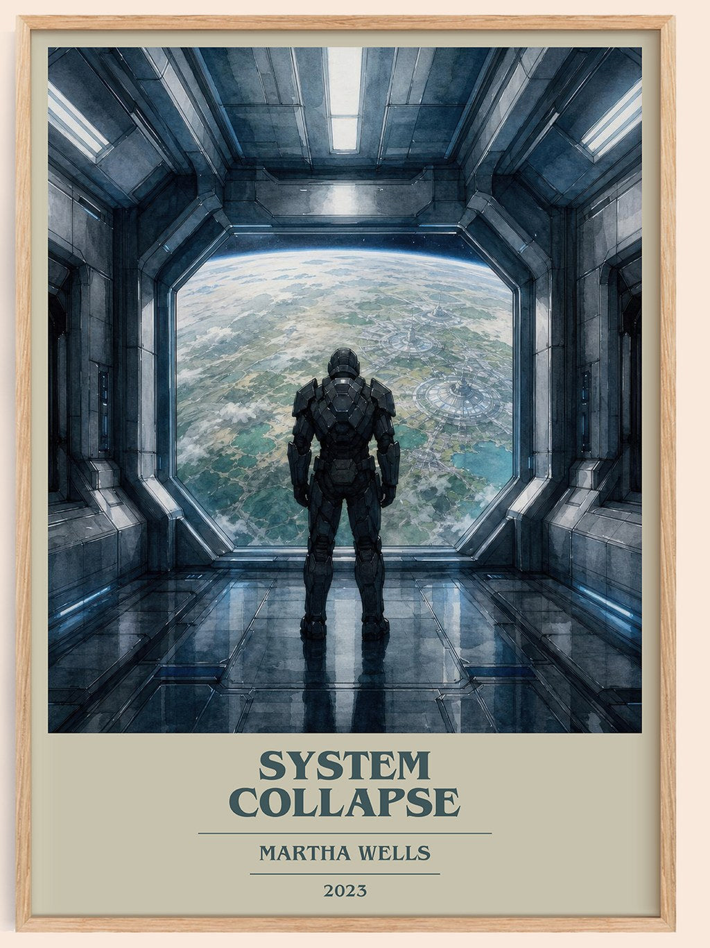 System Collapse book cover book poster by Martha Wells – framed literary art print