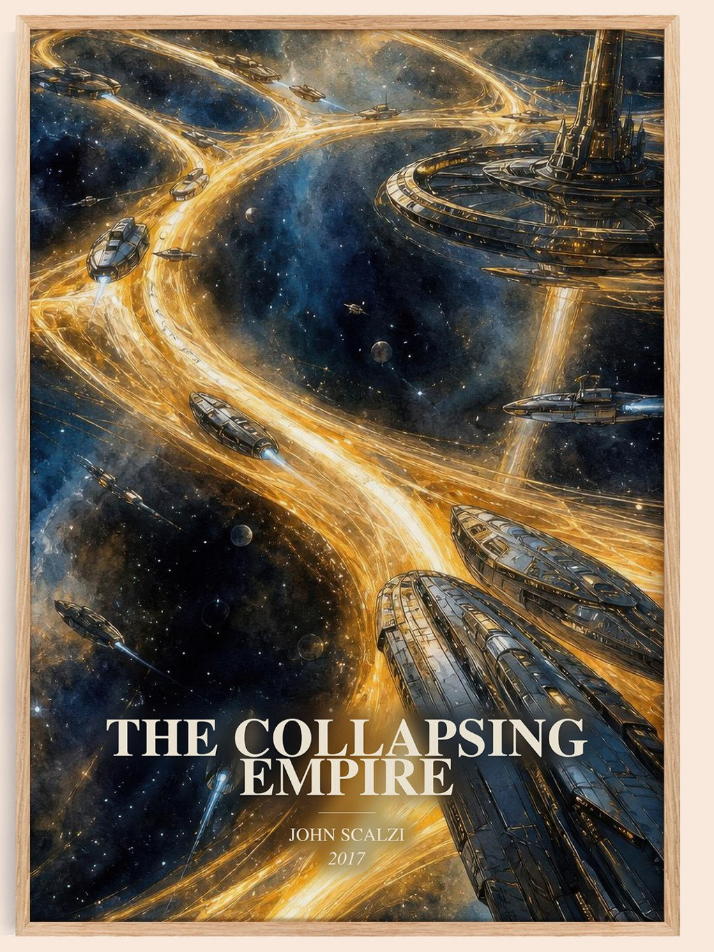 The Collapsing Empire watercolour book poster by John Scalzi – framed literary art print