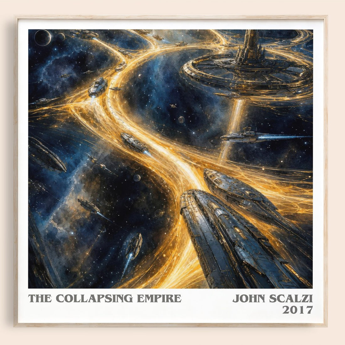 The Collapsing Empire literary book poster by John Scalzi – framed literary art print