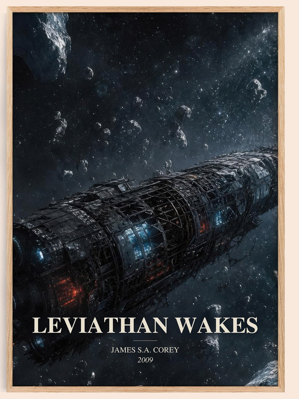 Leviathan Wakes watercolour book poster by James S.A. Corey – framed literary art print