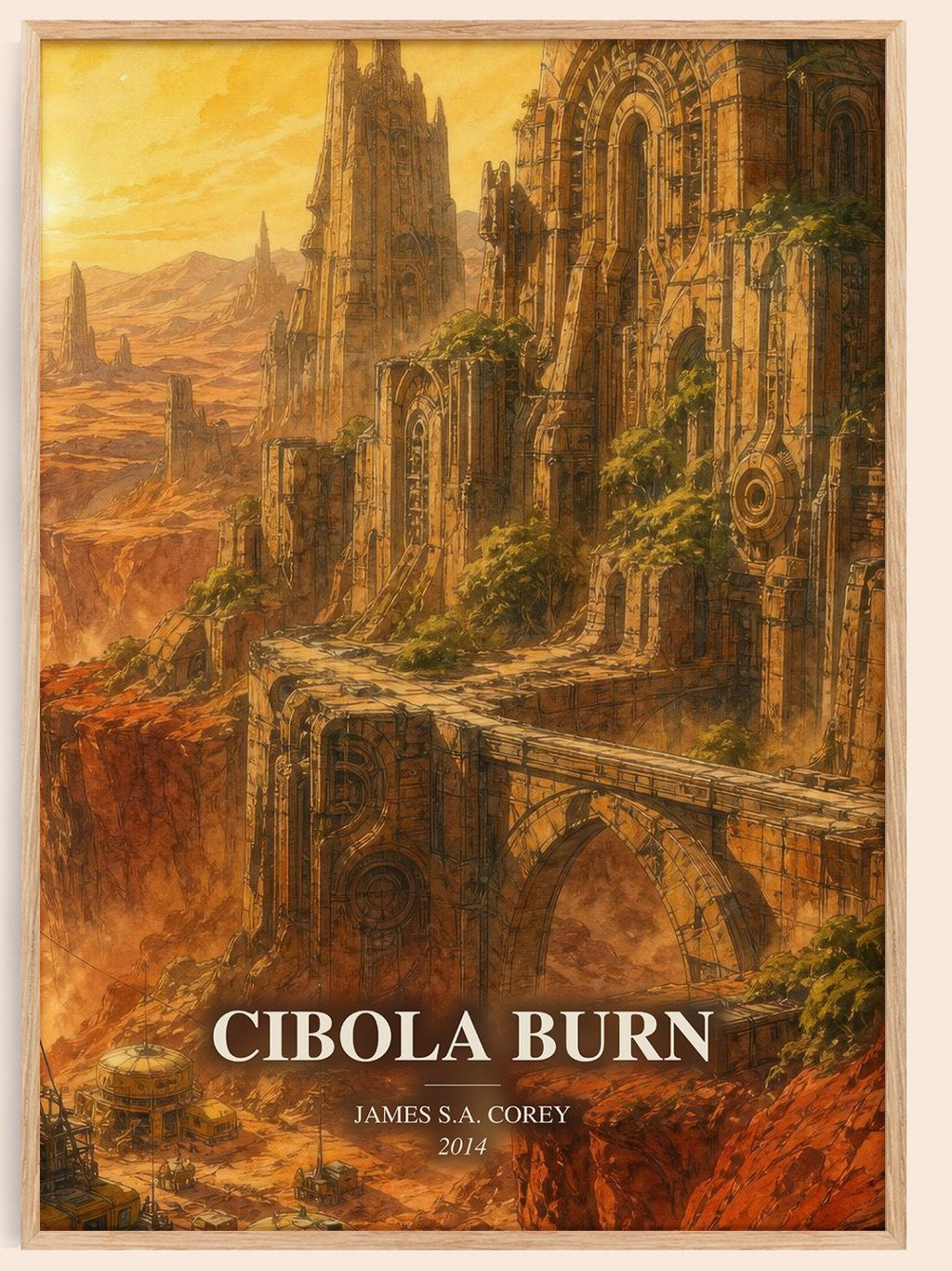 Cibola Burn watercolour book poster by James S.A. Corey – framed literary art print