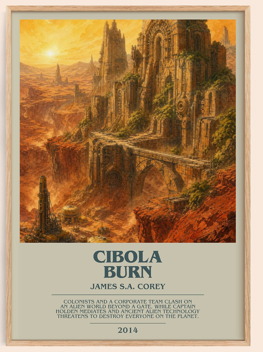 Cibola Burn bookish book poster by James S.A. Corey – framed literary art print