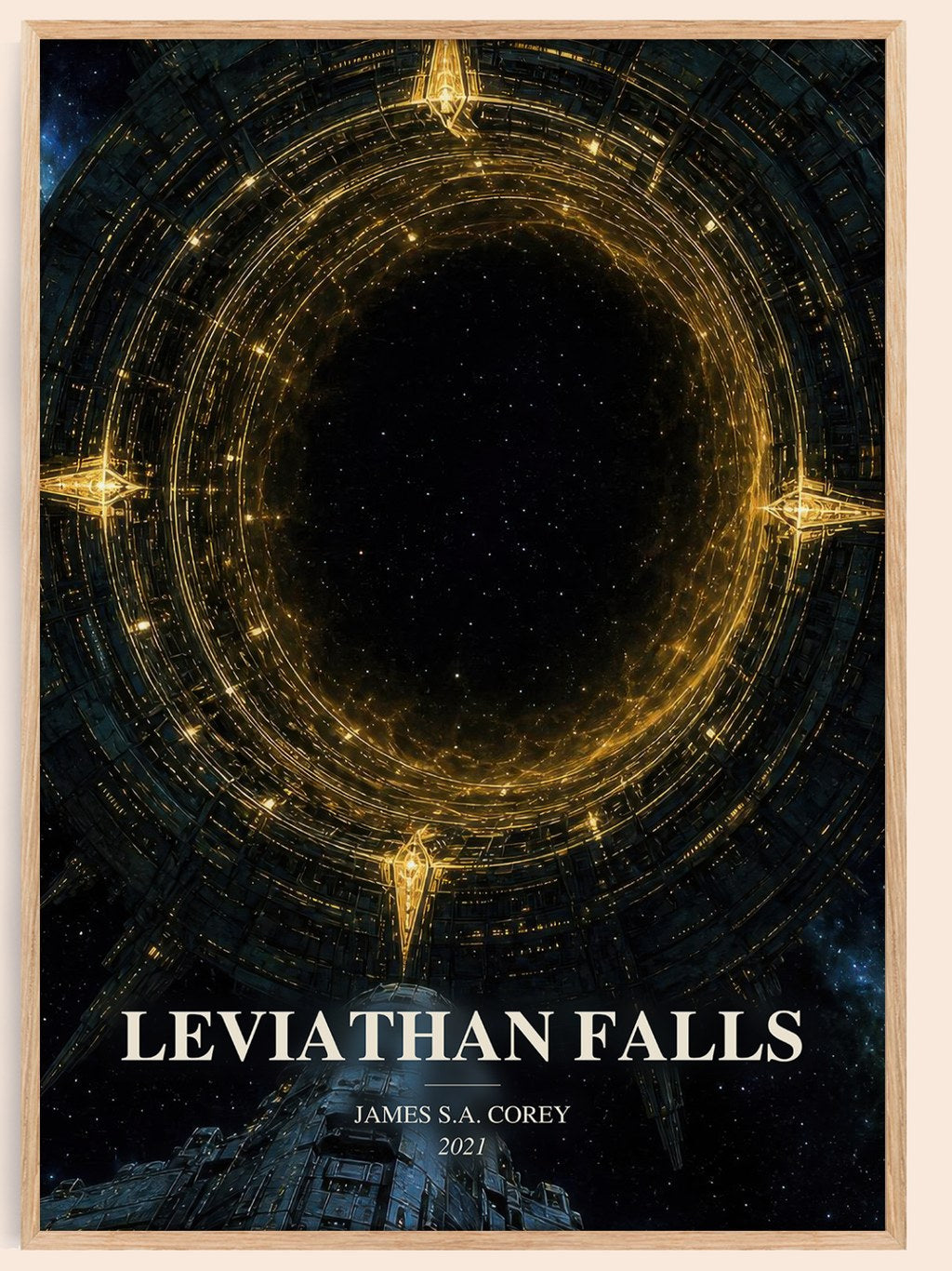 Leviathan Falls watercolour book poster by James S.A. Corey – framed literary art print