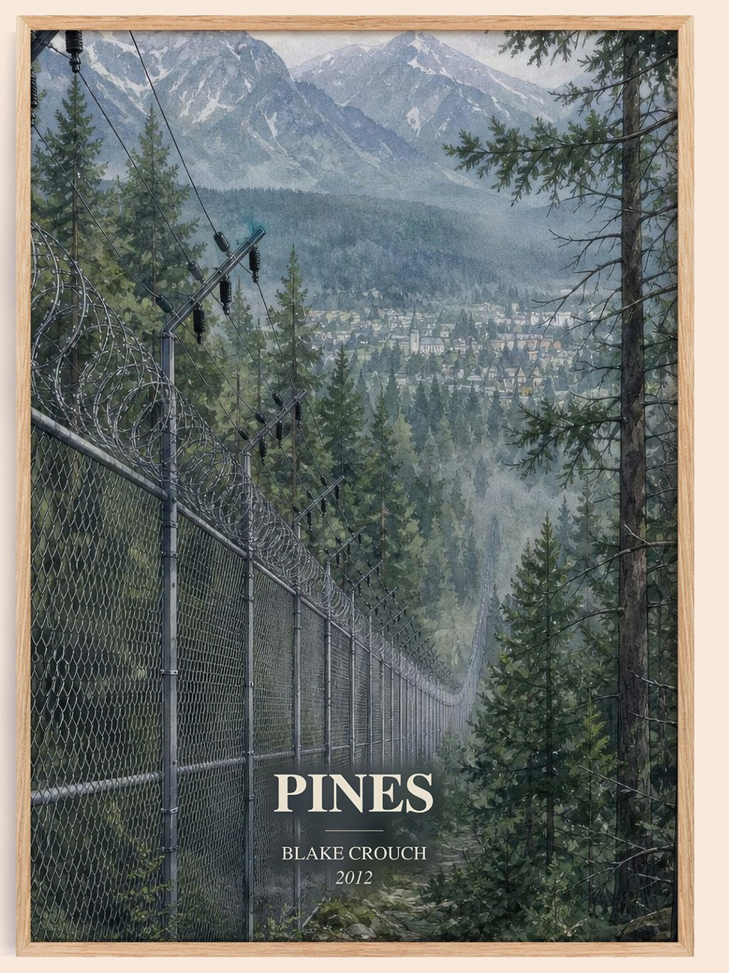 Pines watercolour book poster by Blake Crouch – framed literary art print
