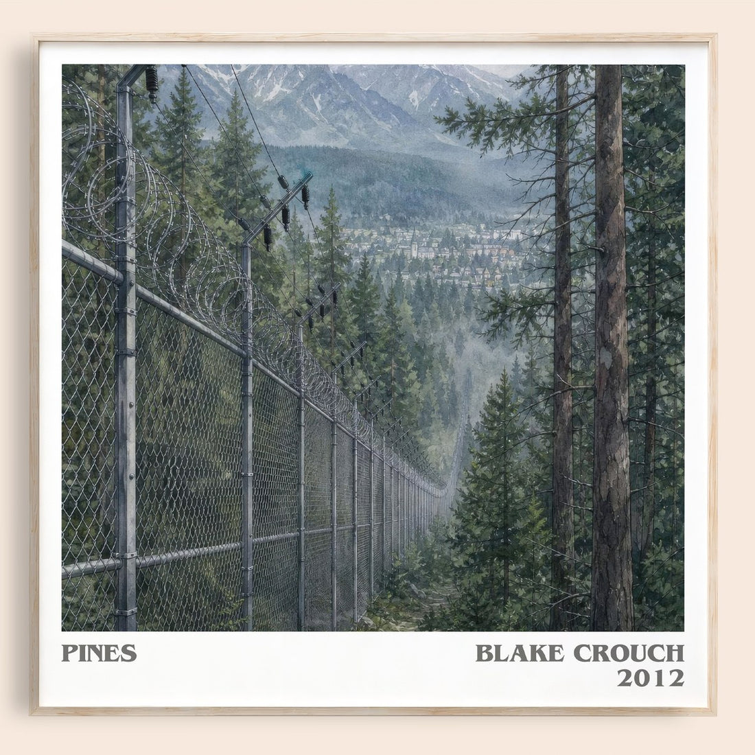 Pines literary book poster by Blake Crouch – framed literary art print
