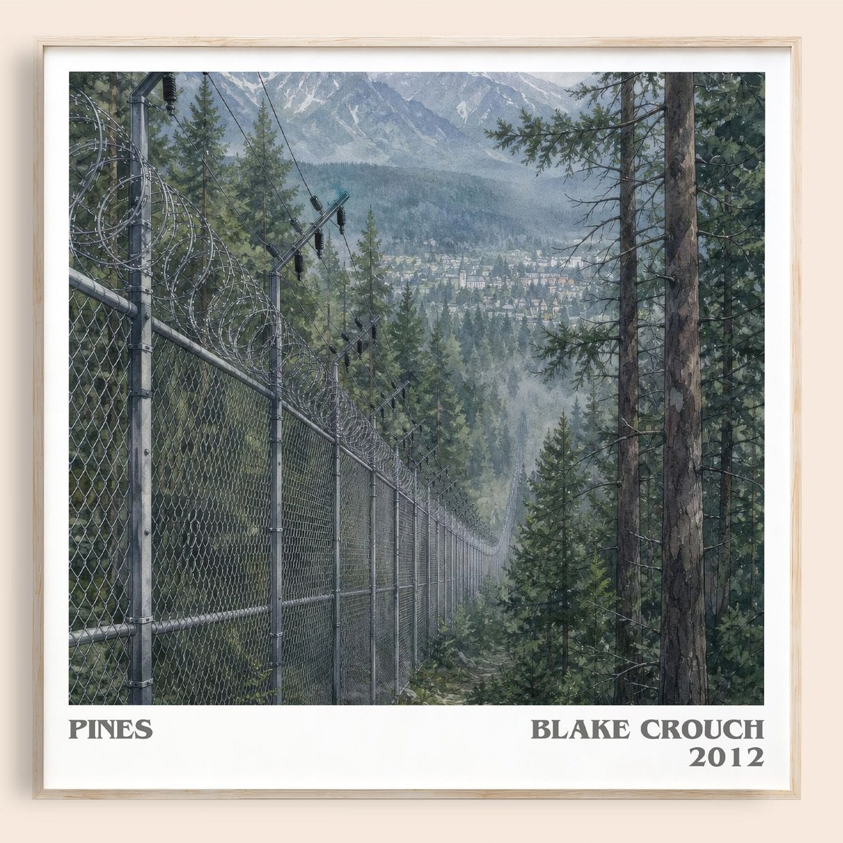Pines literary book poster by Blake Crouch – framed literary art print