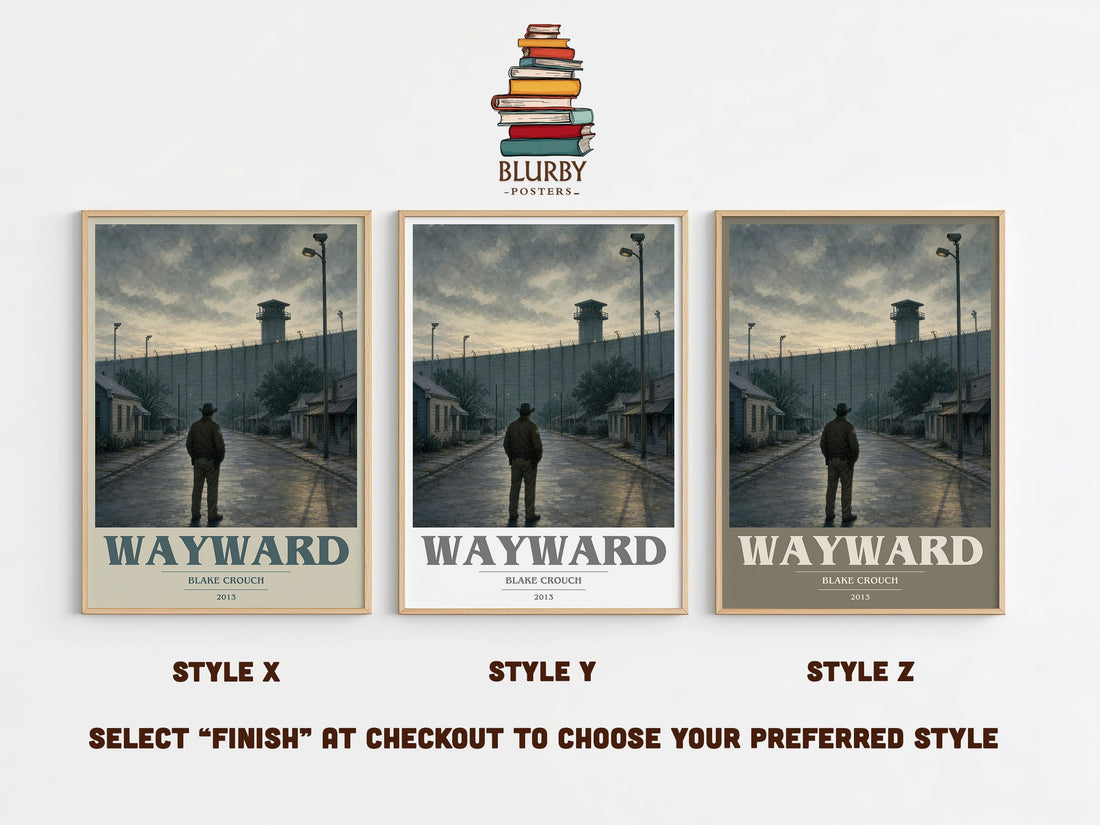 Wayward book cover print in frame leaning in hallway – thriller wall art (mockup)