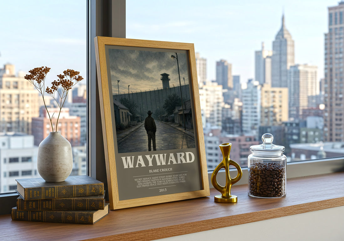 Wayward bookish print framed by window – literary home decor