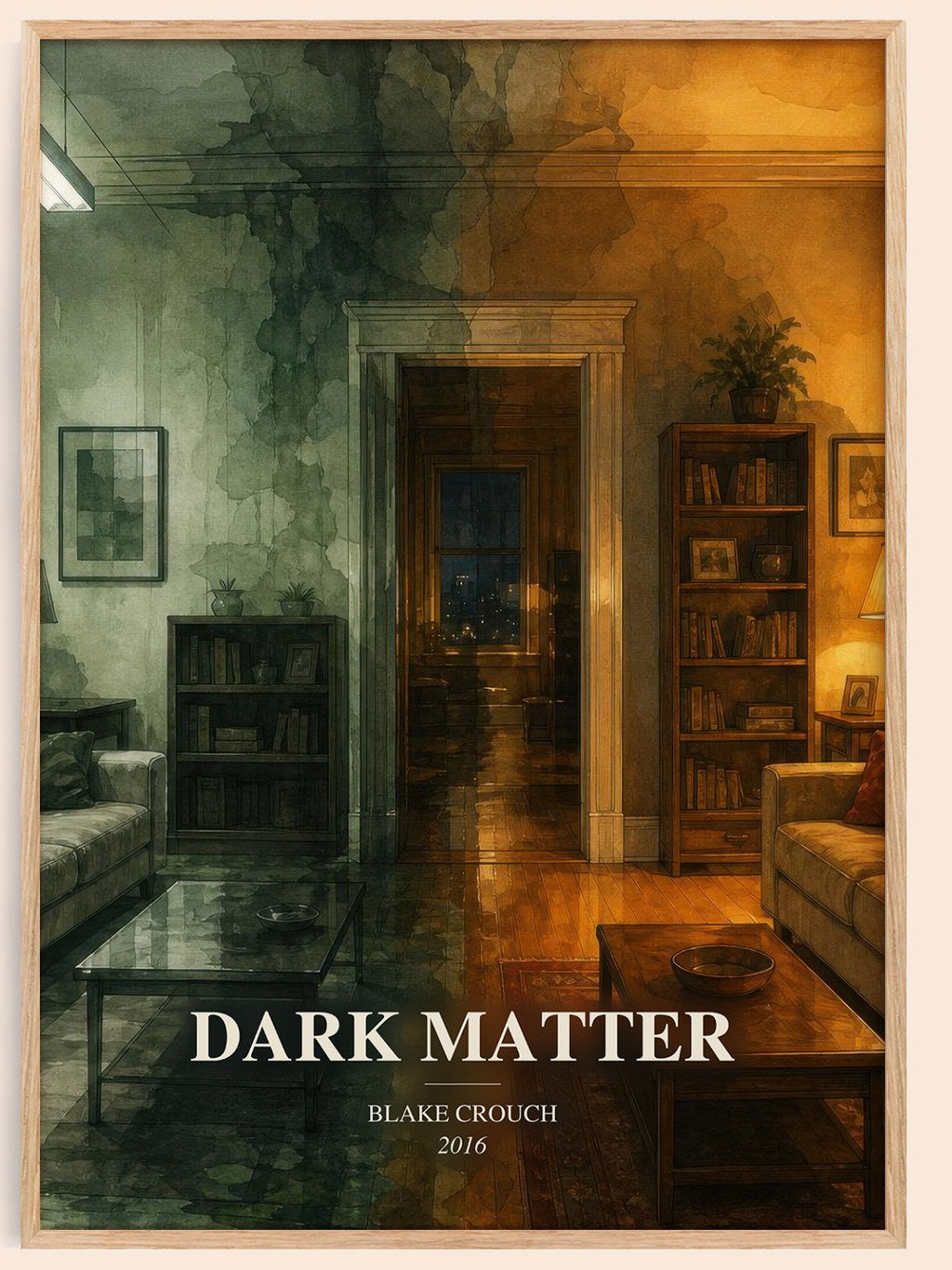 Dark Matter watercolour book poster by Blake Crouch – framed literary art print