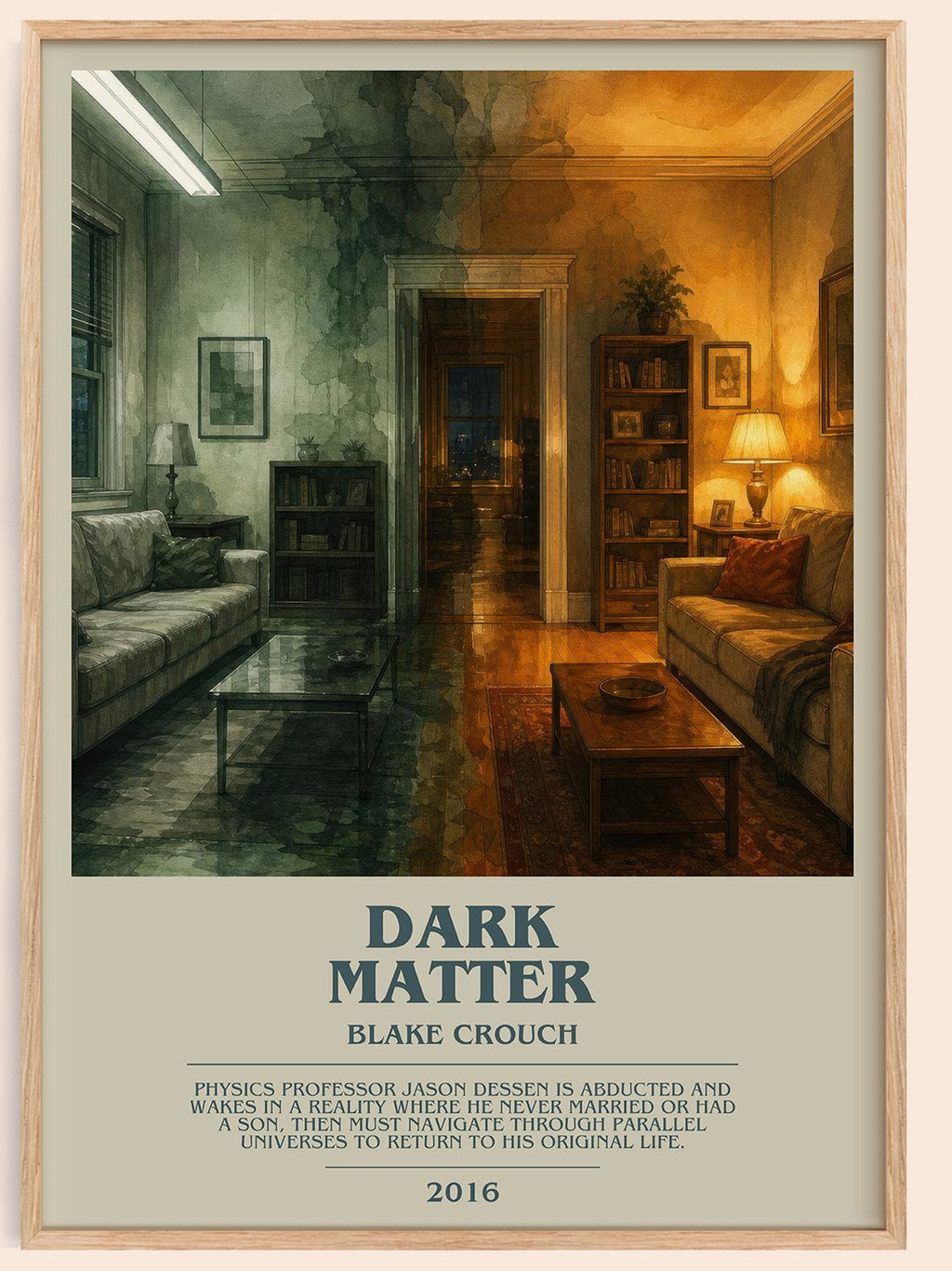 Dark Matter bookish book poster by Blake Crouch – framed literary art print