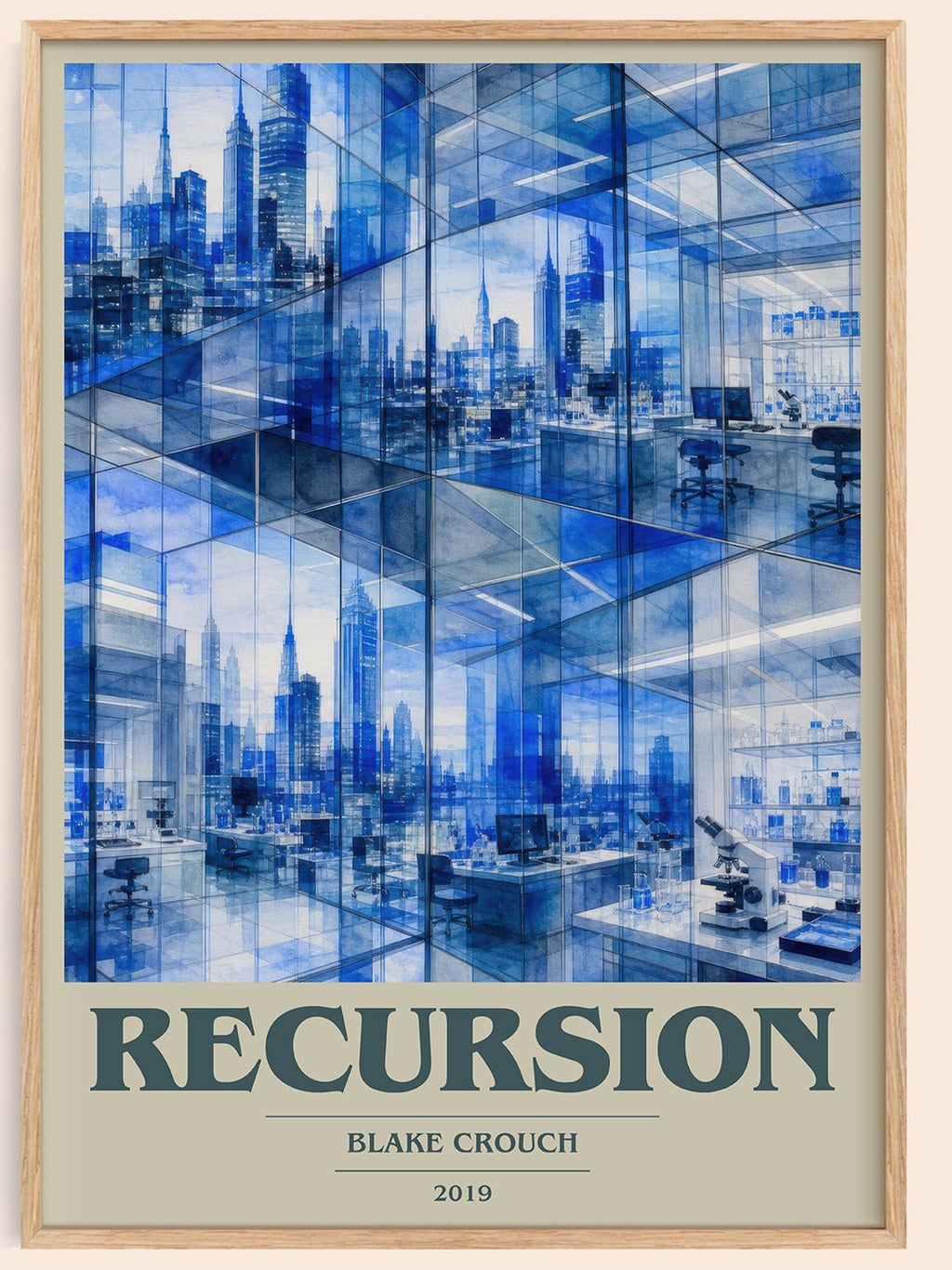 Recursion book cover book poster by Blake Crouch – framed literary art print