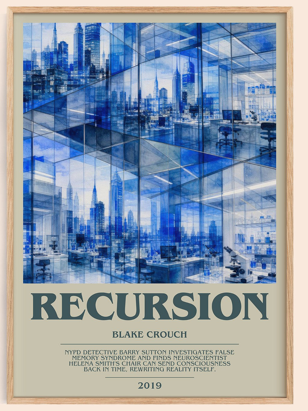 Recursion bookish book poster by Blake Crouch – framed literary art print