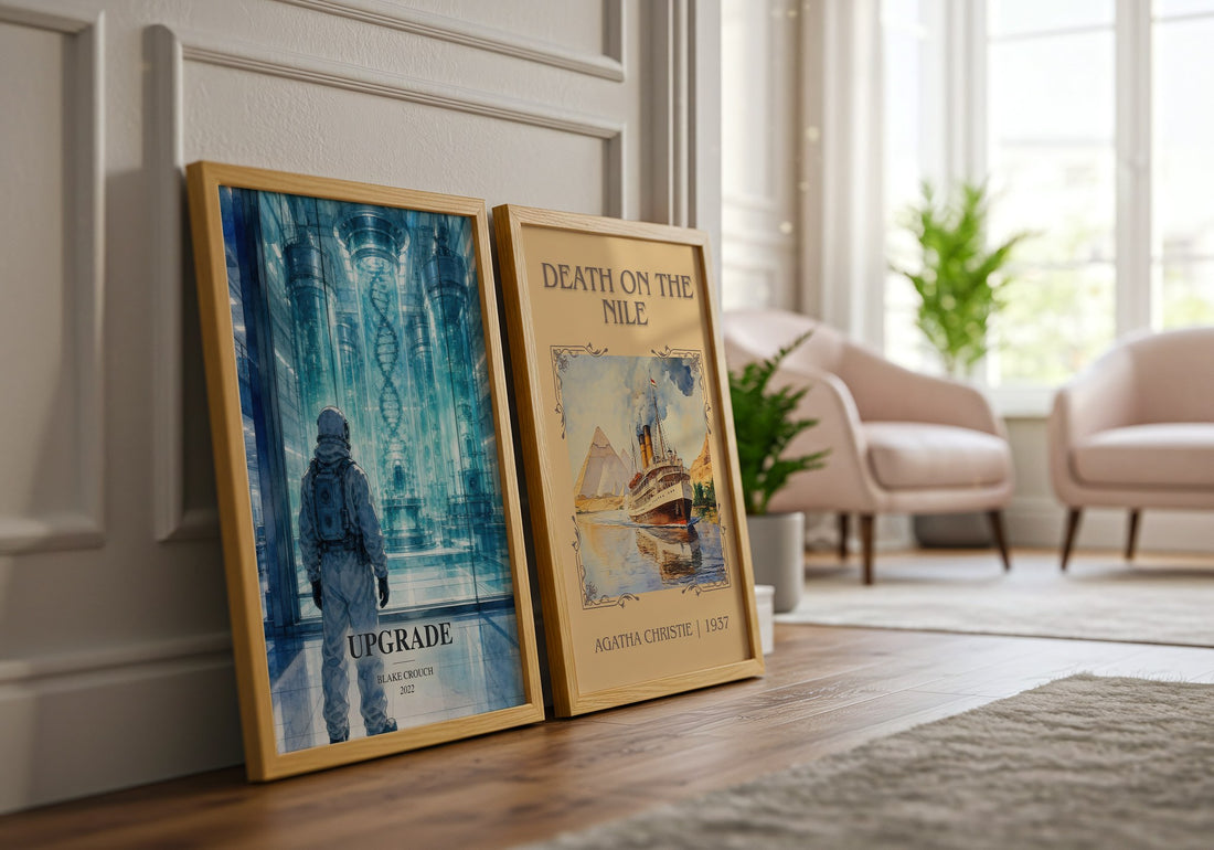 Upgrade watercolour print framed by window – literary home decor