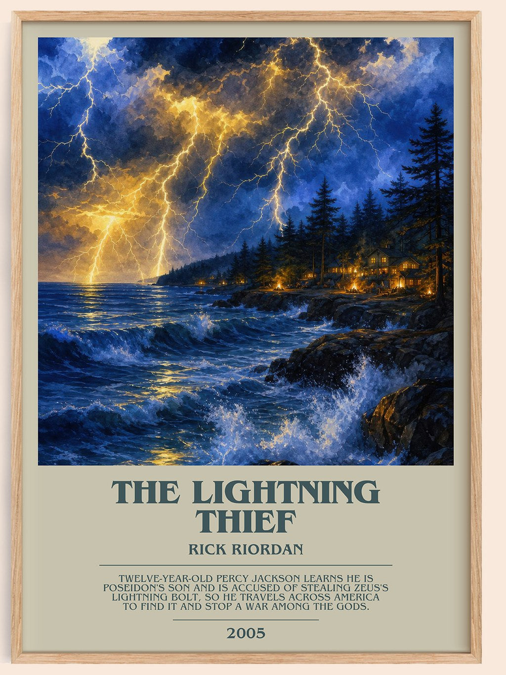 The Lightning Thief bookish book poster by Rick Riordan – framed literary art print