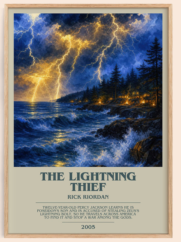 The Lightning Thief bookish book poster by Rick Riordan – framed literary art print