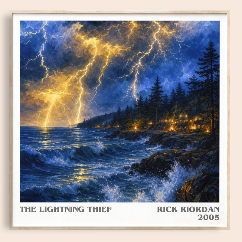 The Lightning Thief literary book poster by Rick Riordan – framed literary art print