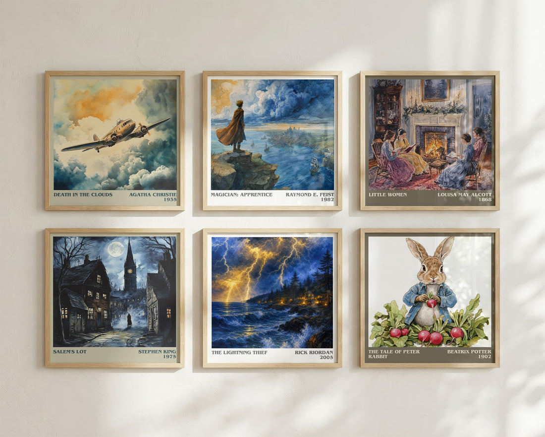 The Lightning Thief literary art print colour and style options – Rick Riordan book art (mockup)