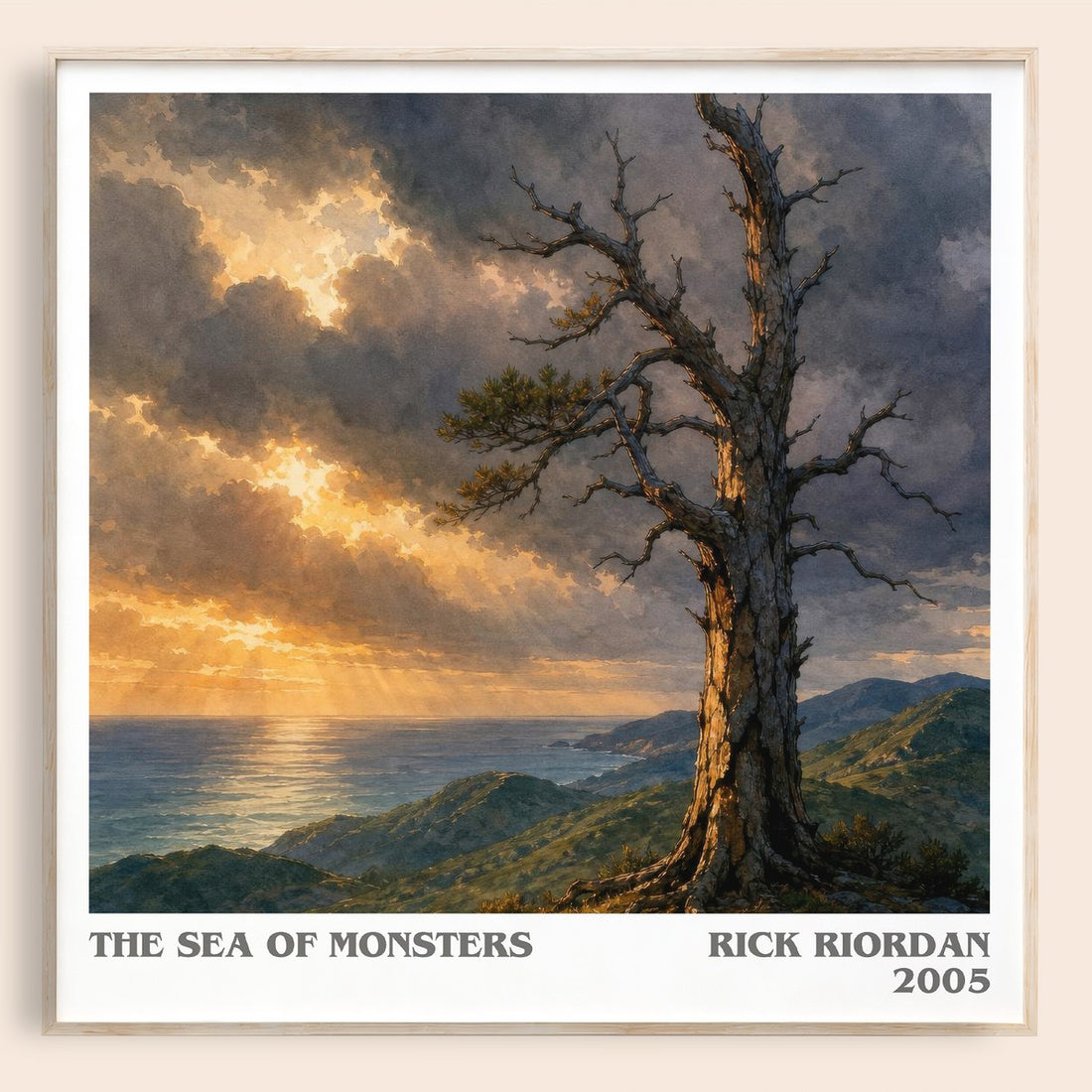 The Sea of Monsters literary book poster by Rick Riordan – framed literary art print