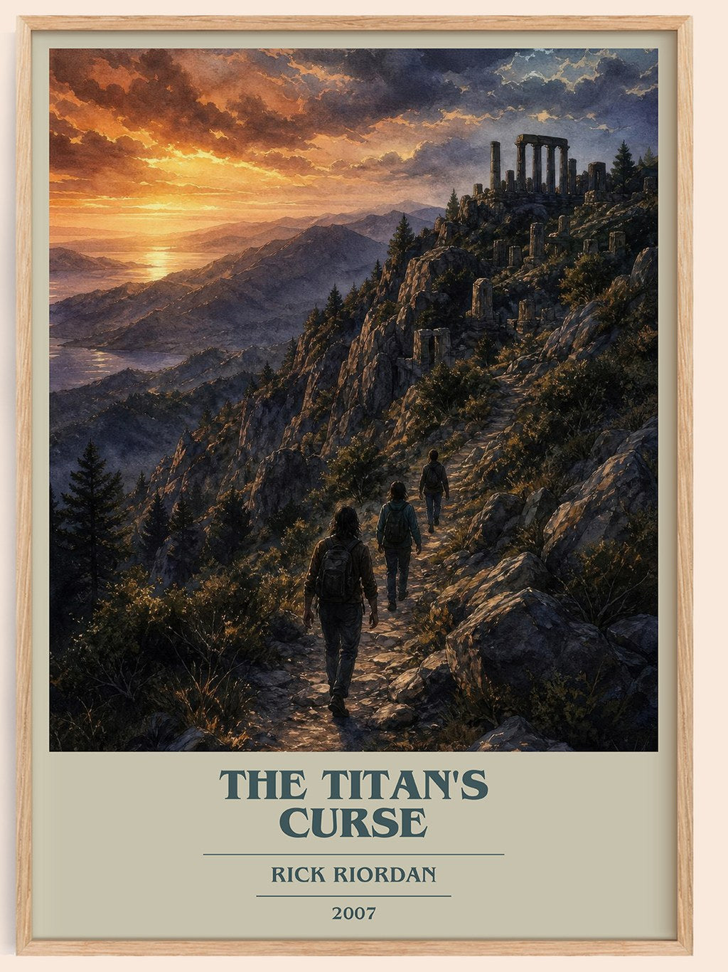 The Titan's Curse book cover book poster by Rick Riordan – framed literary art print