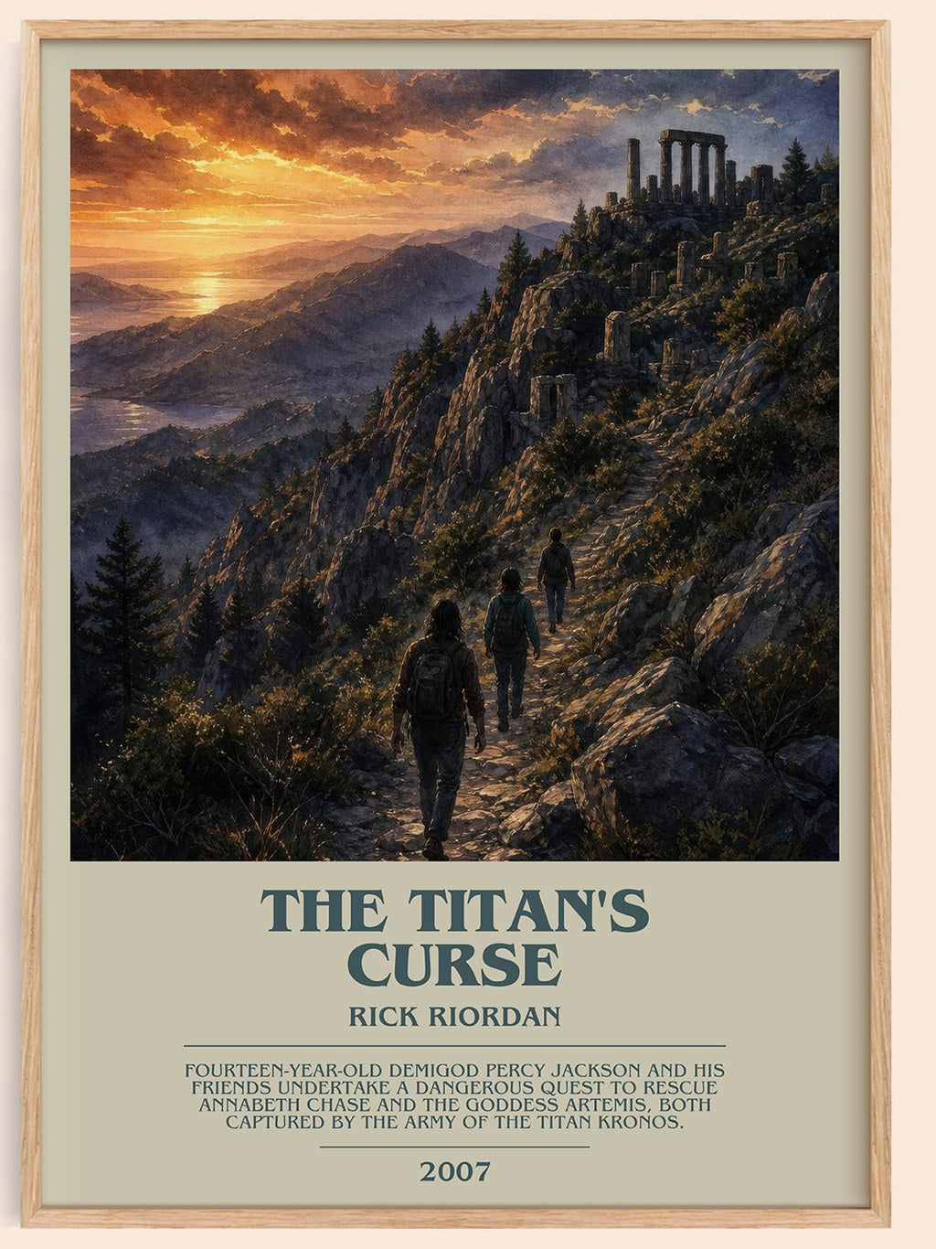 The Titan's Curse bookish book poster by Rick Riordan – framed literary art print