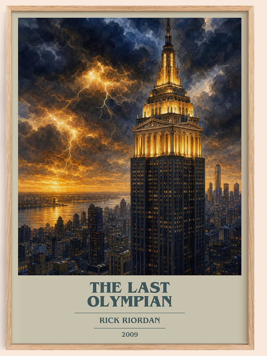The Last Olympian book cover book poster by Rick Riordan – framed literary art print
