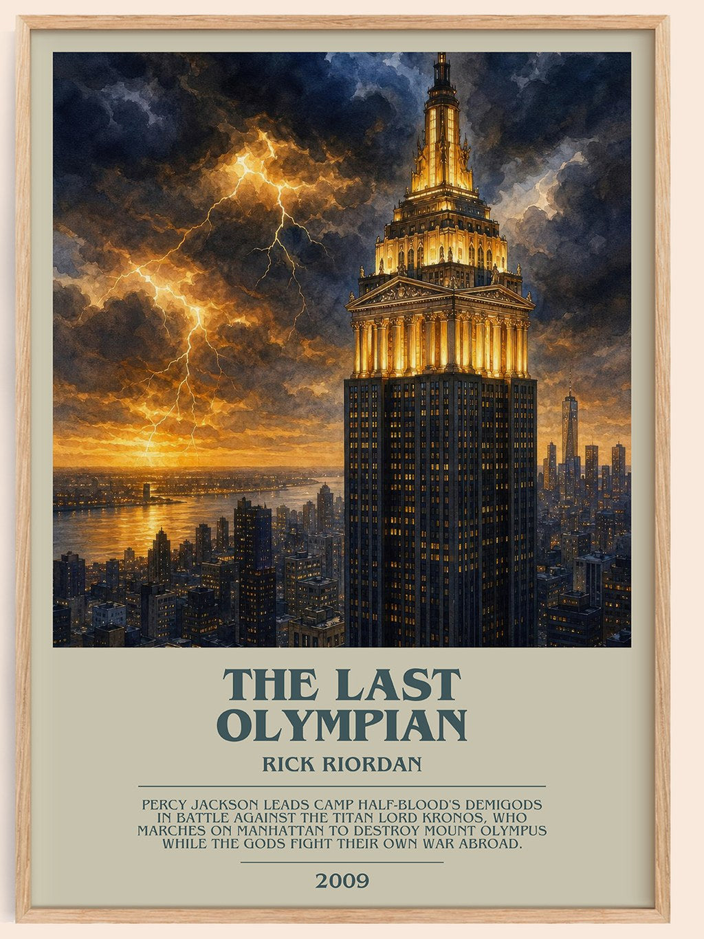 The Last Olympian bookish book poster by Rick Riordan – framed literary art print