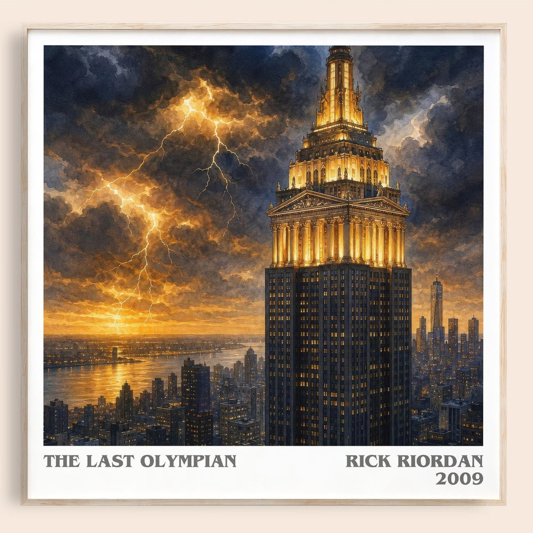 The Last Olympian literary book poster by Rick Riordan – framed literary art print