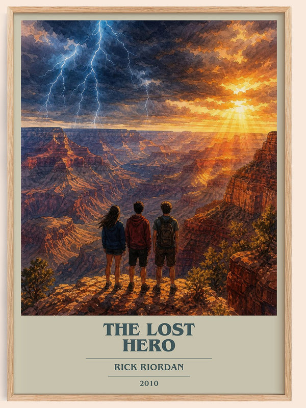 The Lost Hero book cover book poster by Rick Riordan – framed literary art print