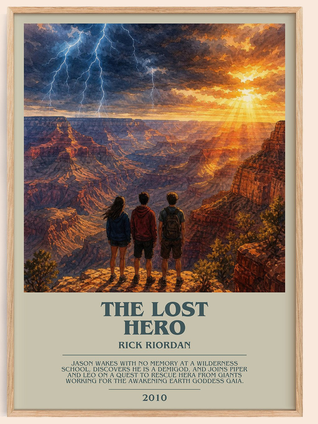 The Lost Hero bookish book poster by Rick Riordan – framed literary art print