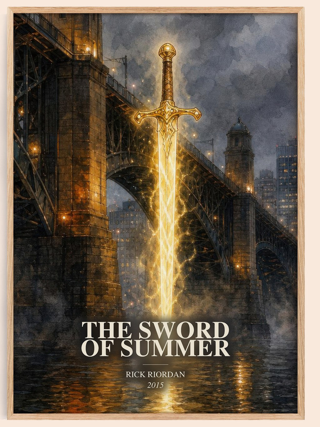 The Sword of Summer watercolour book poster by Rick Riordan – framed literary art print