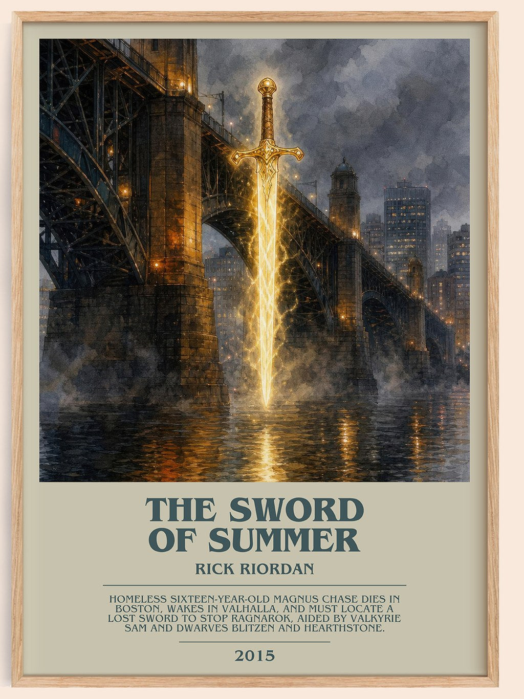 The Sword of Summer bookish book poster by Rick Riordan – framed literary art print
