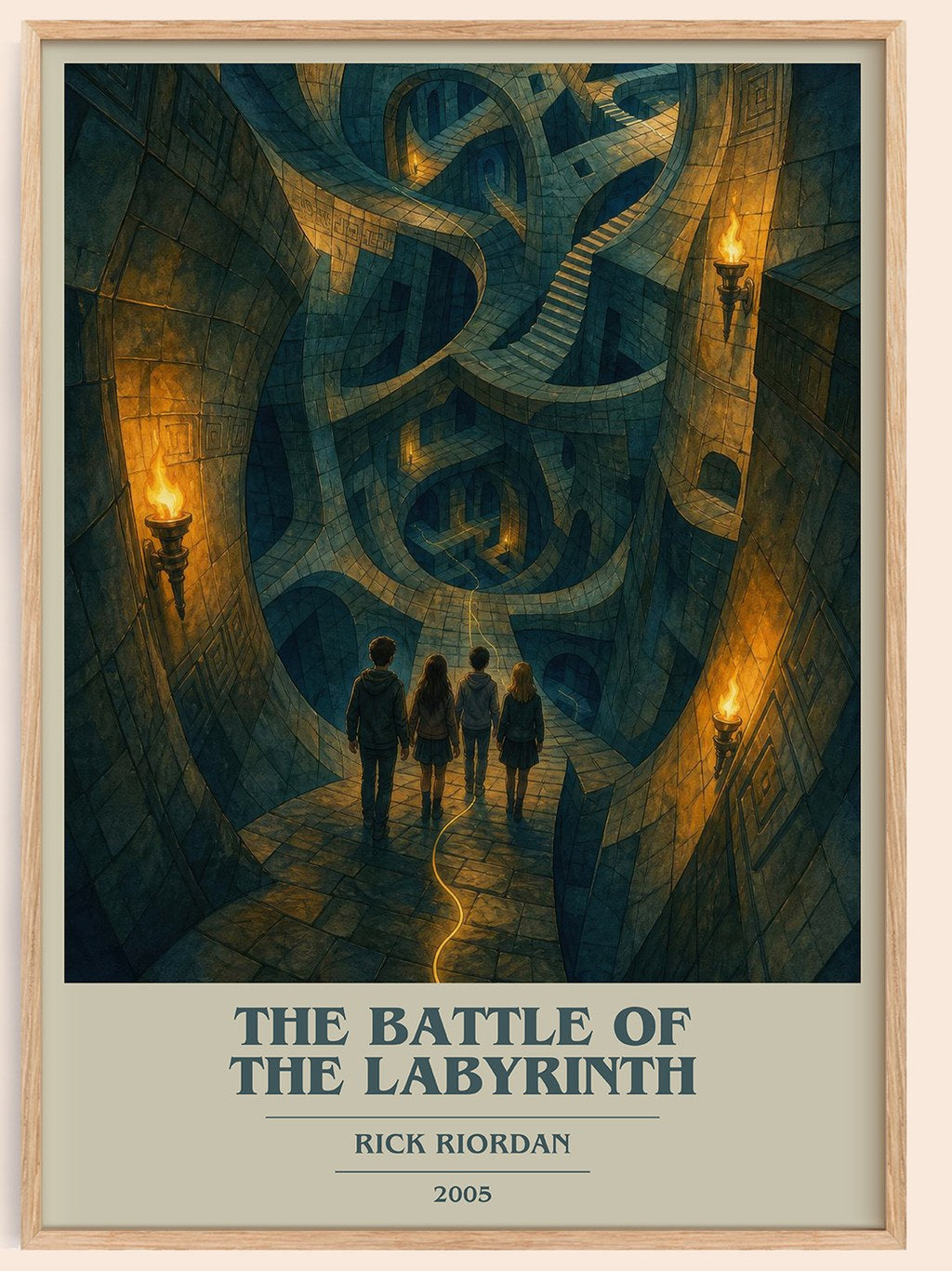 The Battle of the Labyrinth book cover book poster by Rick Riordan – framed literary art print