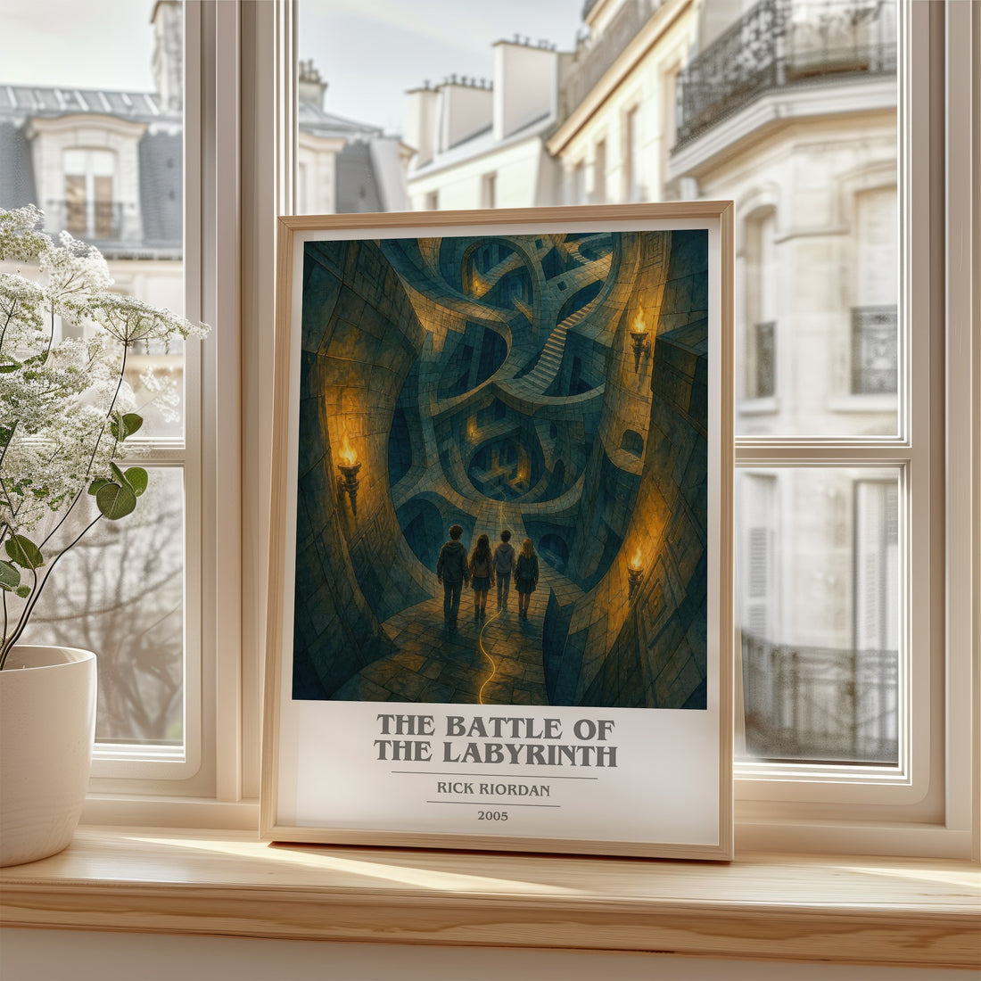 The Battle of the Labyrinth book cover poster colour and style options – Rick Riordan book art (mockup)