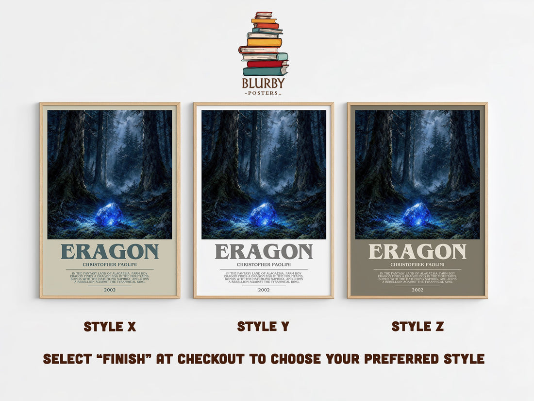 Eragon bookish print in frame leaning in hallway – fantasy wall art (mockup)