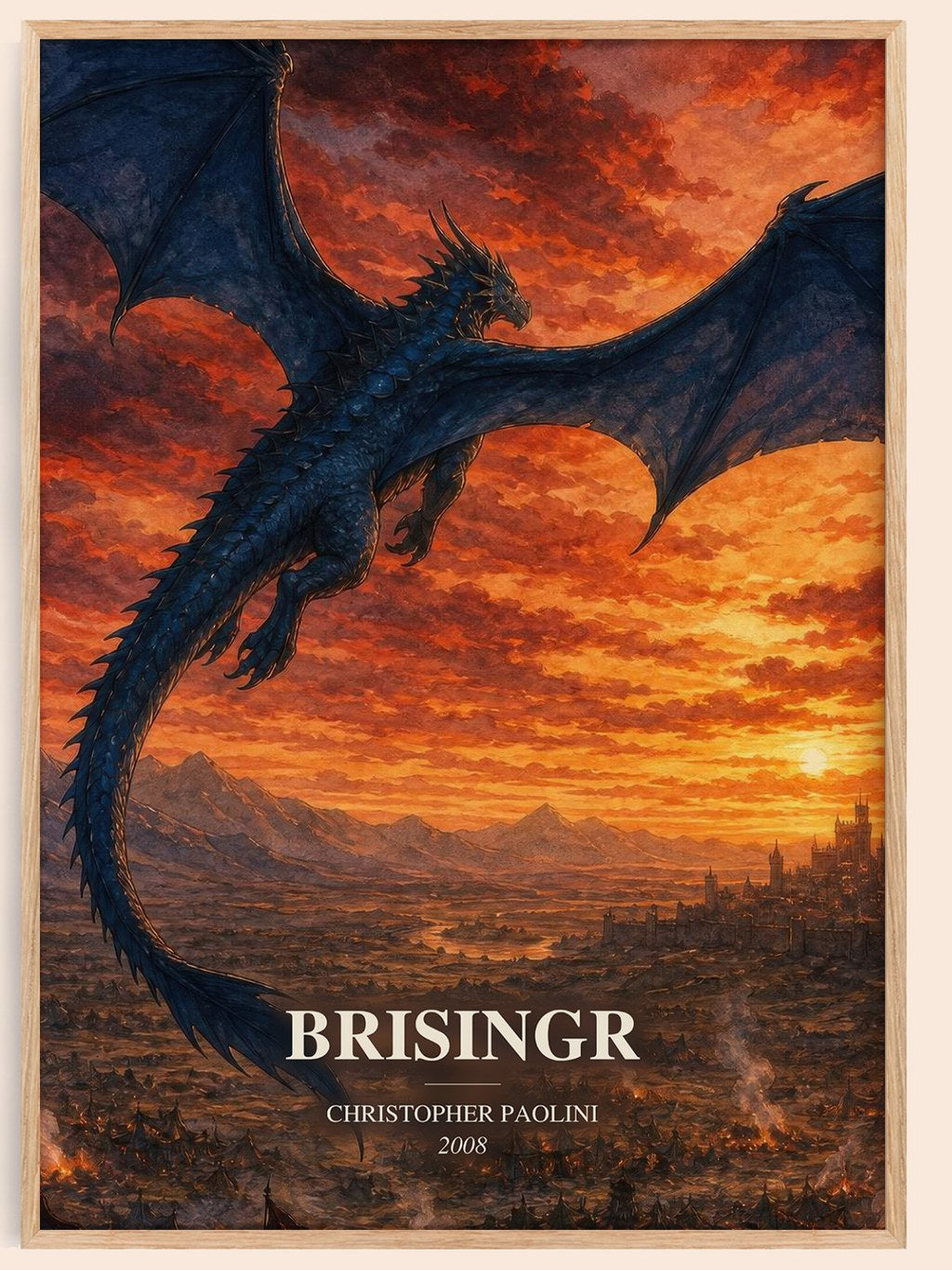 Brisingr watercolour book poster by Christopher Paolini – framed literary art print