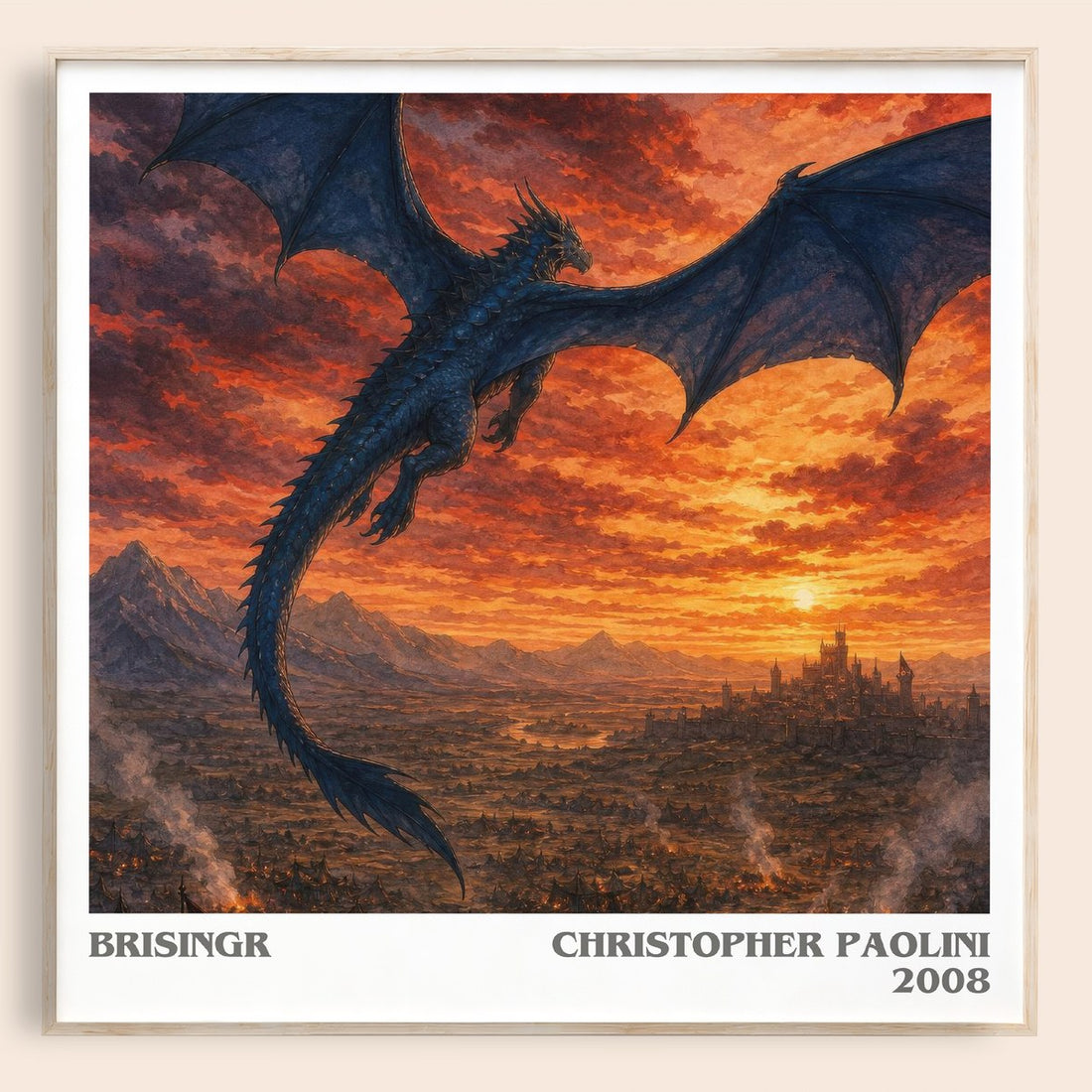 Brisingr literary book poster by Christopher Paolini – framed literary art print