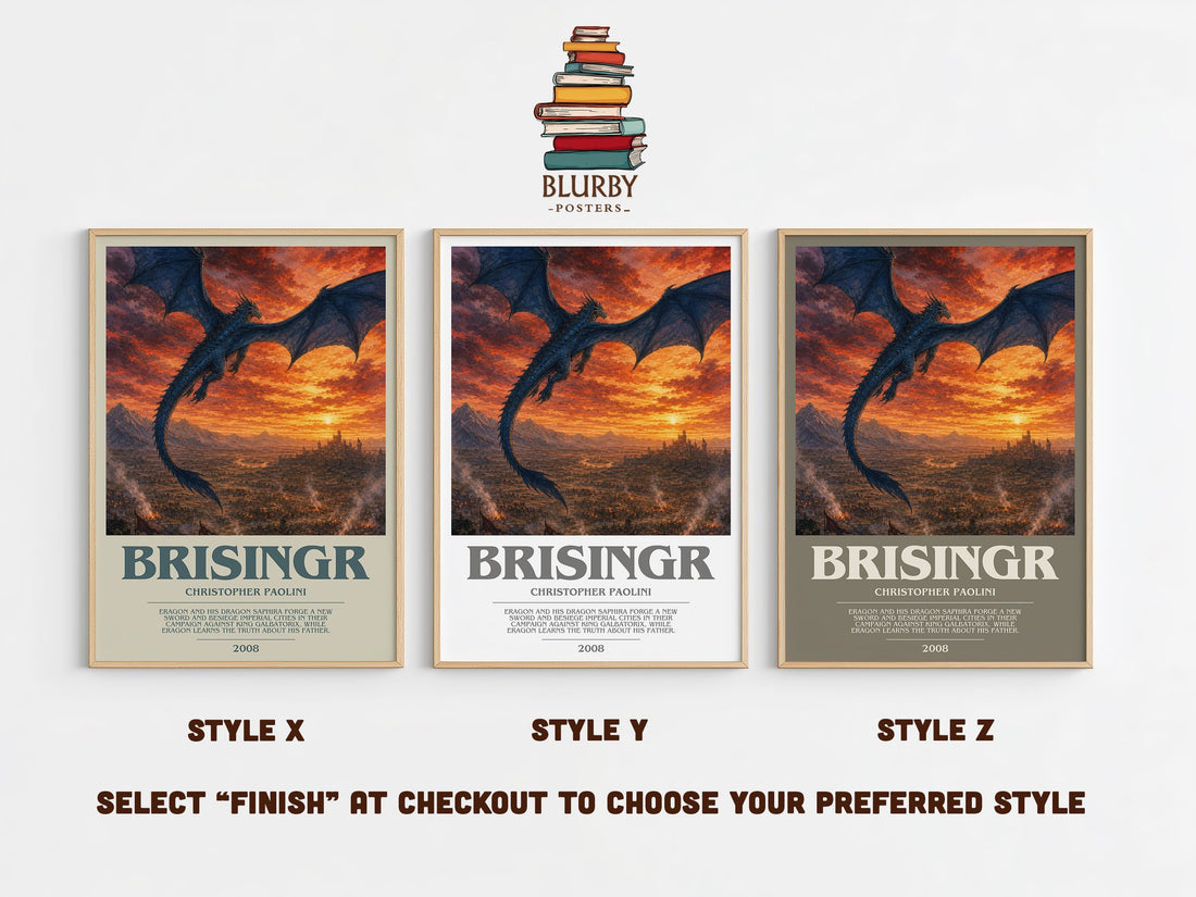 Brisingr bookish print in frame leaning in hallway – fantasy wall art (mockup)