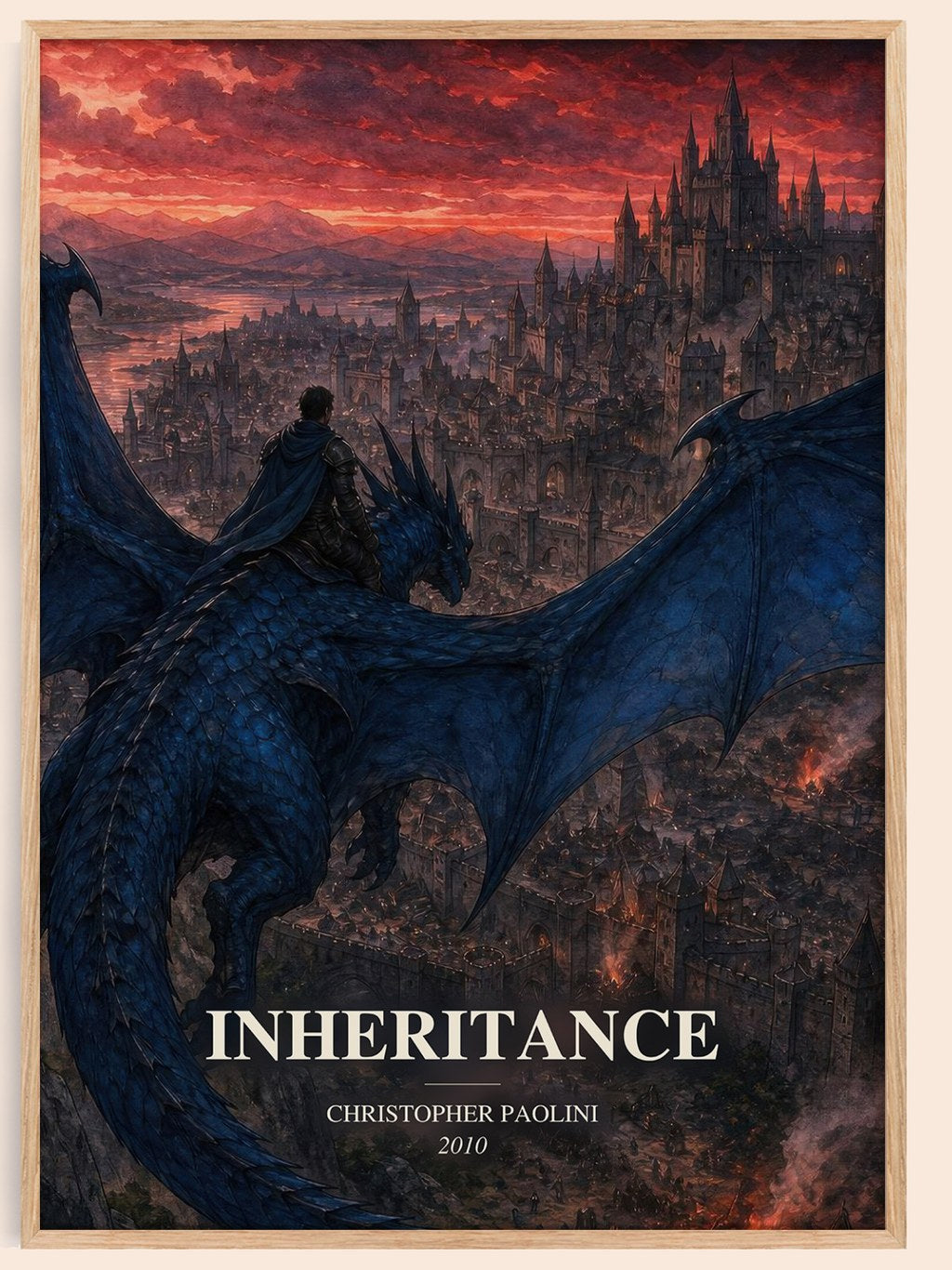 Inheritance watercolour book poster by Christopher Paolini – framed literary art print