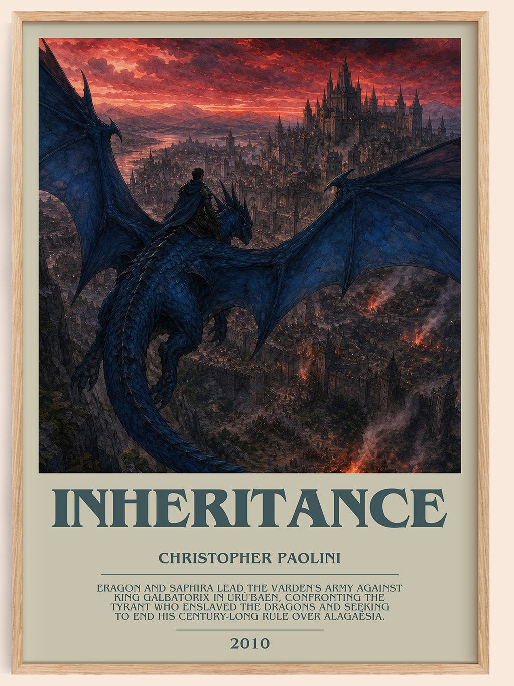 Inheritance bookish book poster by Christopher Paolini – framed literary art print