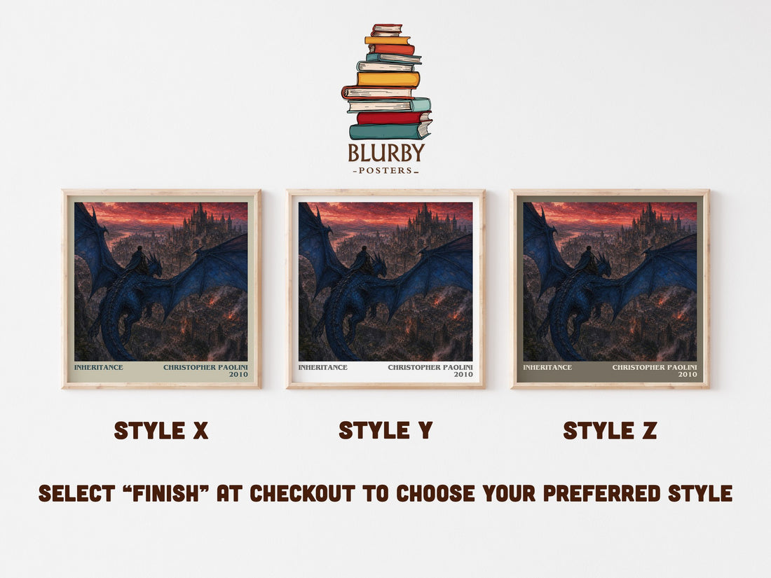 Inheritance literary print in frame leaning in hallway – fantasy wall art (mockup)