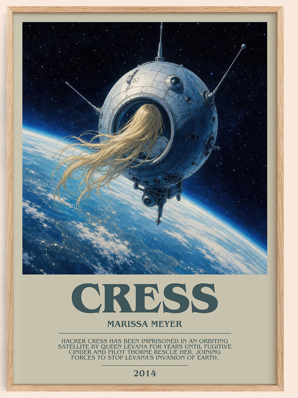 Cress bookish book poster by Marissa Meyer – framed literary art print