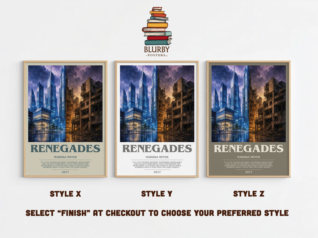 Renegades bookish print in frame leaning in hallway – young adult wall art (mockup)