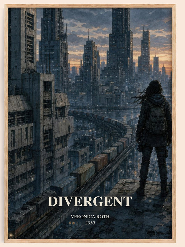 Divergent watercolour book poster by Veronica Roth – framed literary art print