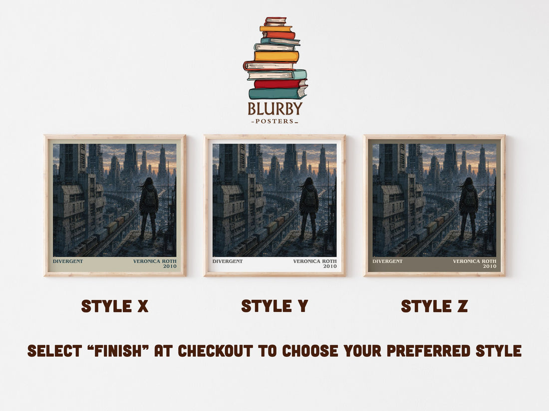 Divergent literary print in frame leaning in hallway – dystopian wall art (mockup)