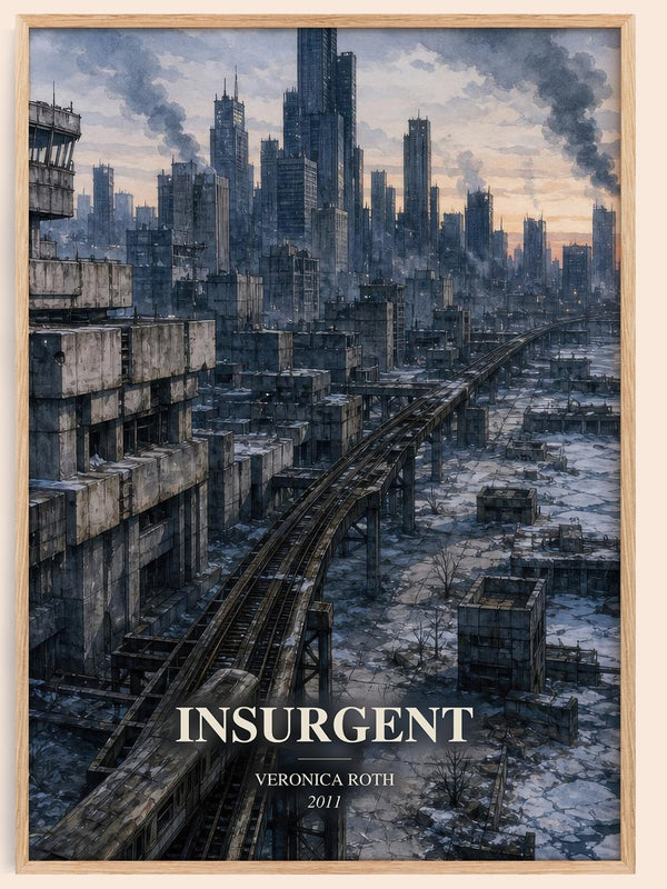 Insurgent watercolour book poster by Veronica Roth – framed literary art print