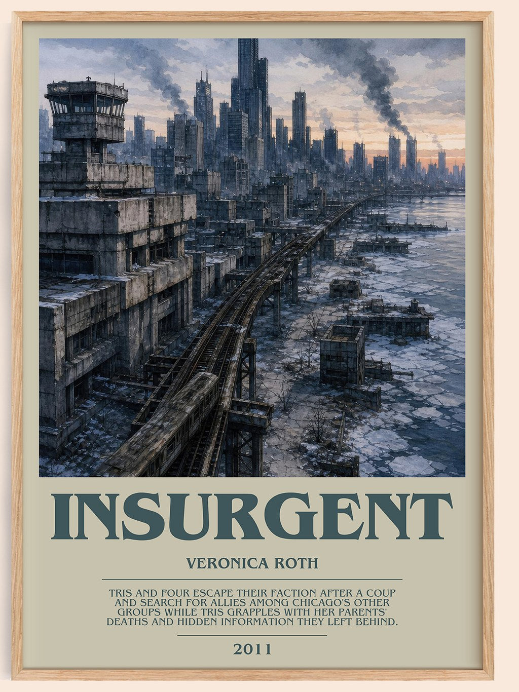 Insurgent bookish book poster by Veronica Roth – framed literary art print