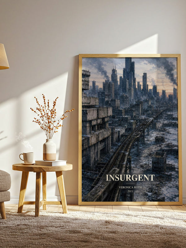 Insurgent watercolour print in frame leaning in hallway – dystopian wall art