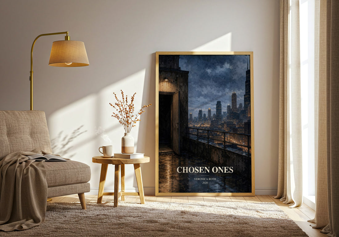 Chosen Ones watercolour print in frame leaning in hallway – fantasy wall art (mockup)